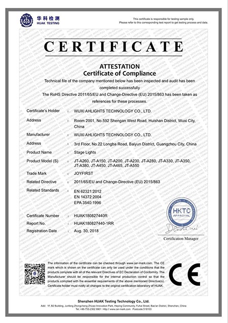 ATTESTATION Certificate of Compliance